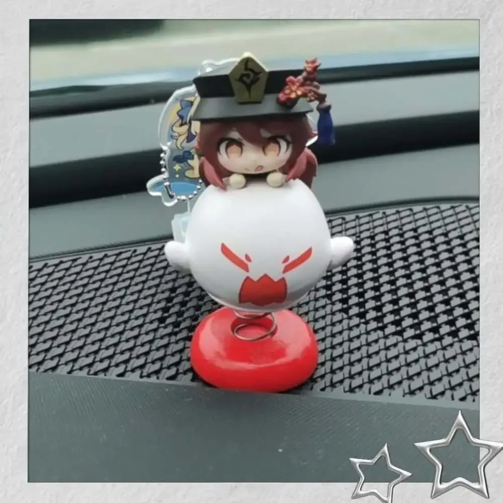 Genshin Impact Hu Tao Bobblehead Figure, 10Cm PVC Spring Decor, Car & Desk Toy,